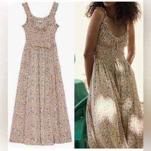 Doen Cream Floral Smocked Enrietta Dress